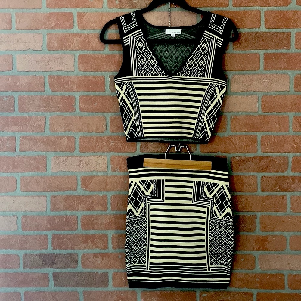 Beige & Black 2 piece BodyCon set by Rossmore